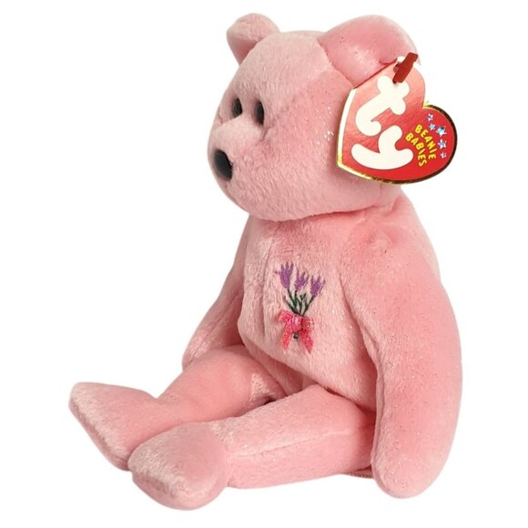 Ty Beanie Babies MUM Bear 8.5" Plush Mothers Day Pink Lavender Embroidery 2001 - Picture 4 of 8